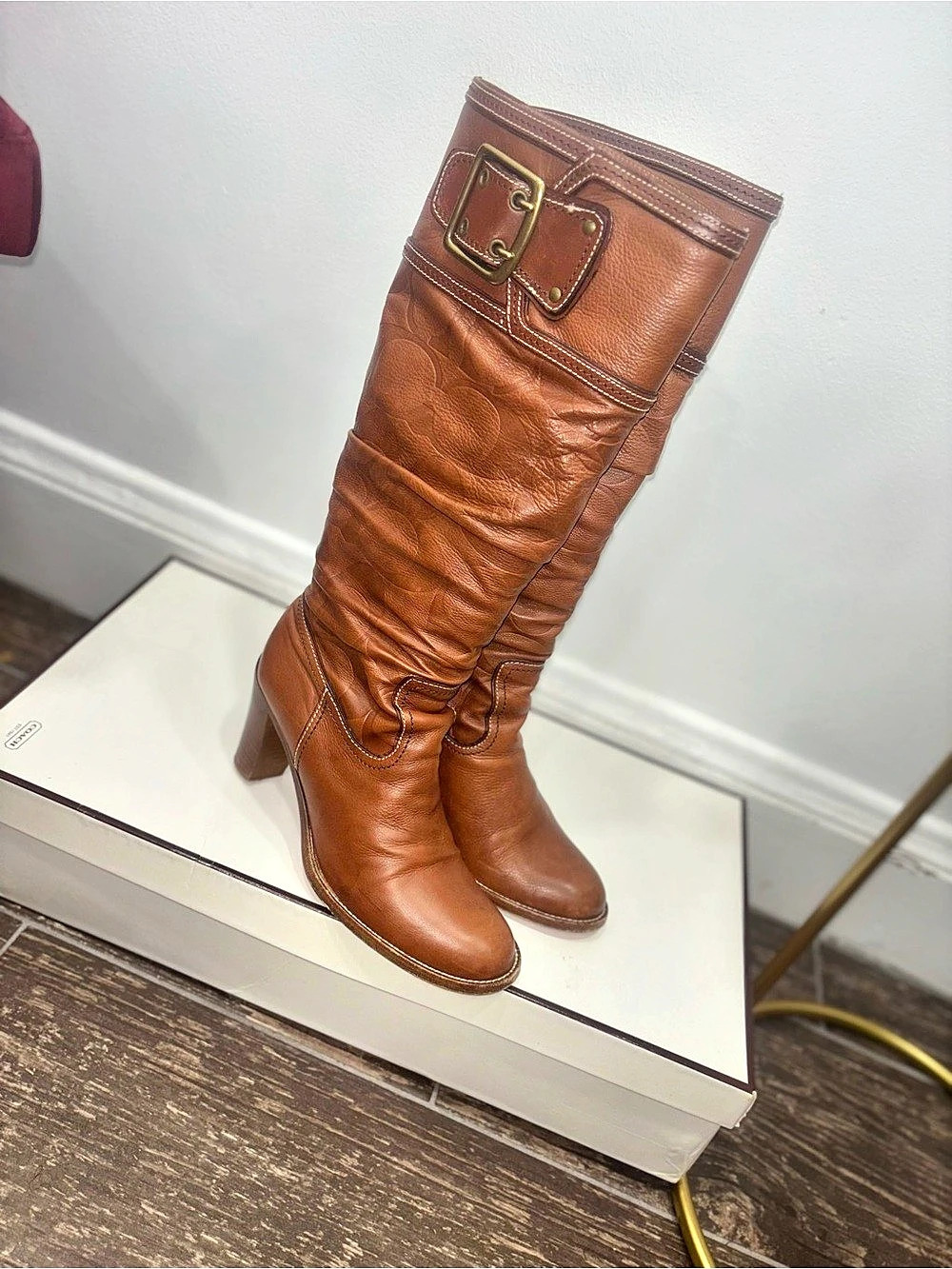 Coach Meredith ItalianLeather Heeled Boots in Brown US 8.5